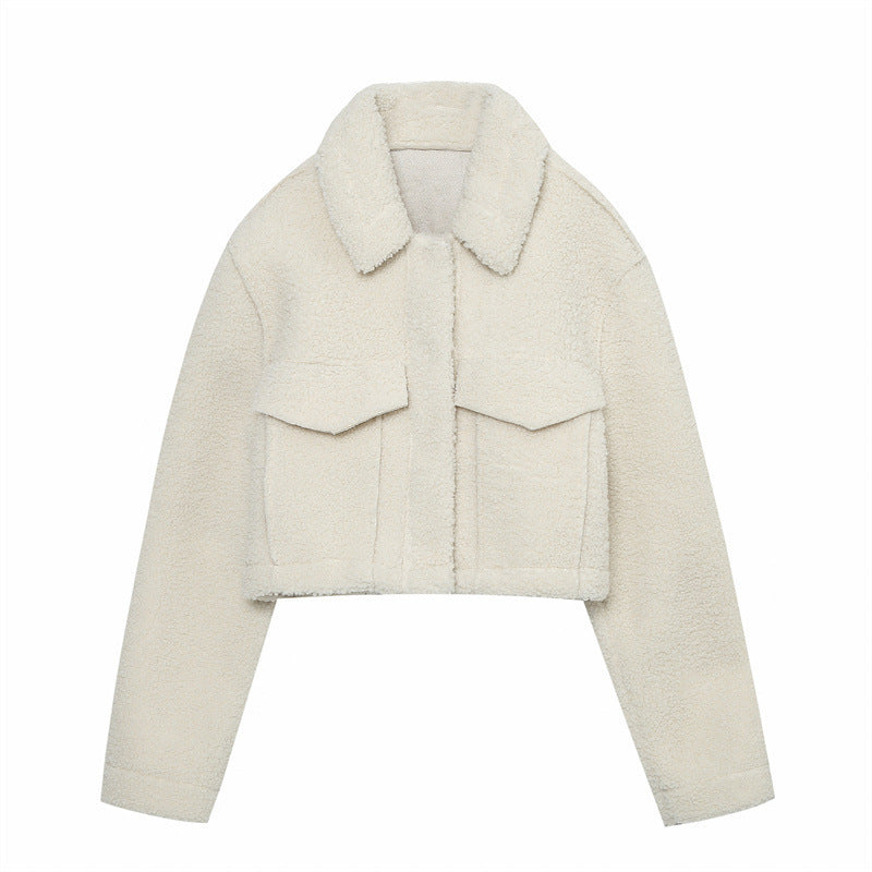 Ladies Single Breasted Solid Color Fleece Jacket - Bellarte Enchanté Ladies Single Breasted Solid Color Fleece Jacket